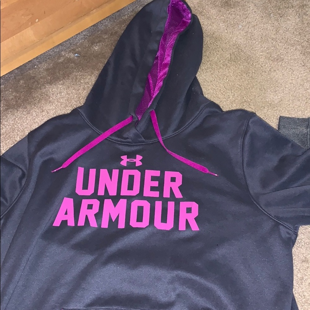 UNDER ARMOR GRAY AND PURPLE HOODIE